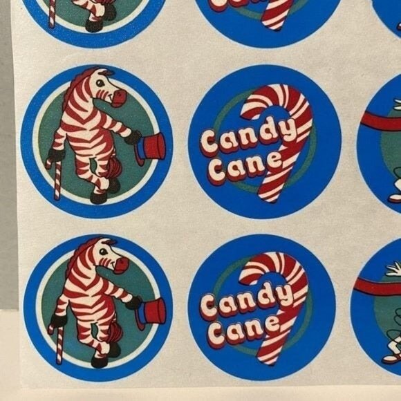 Vintage 1980s CTP Scratch & Sniff Candy Cane Zebra Mint Stickers Creative Teachi - Picture 3 of 8